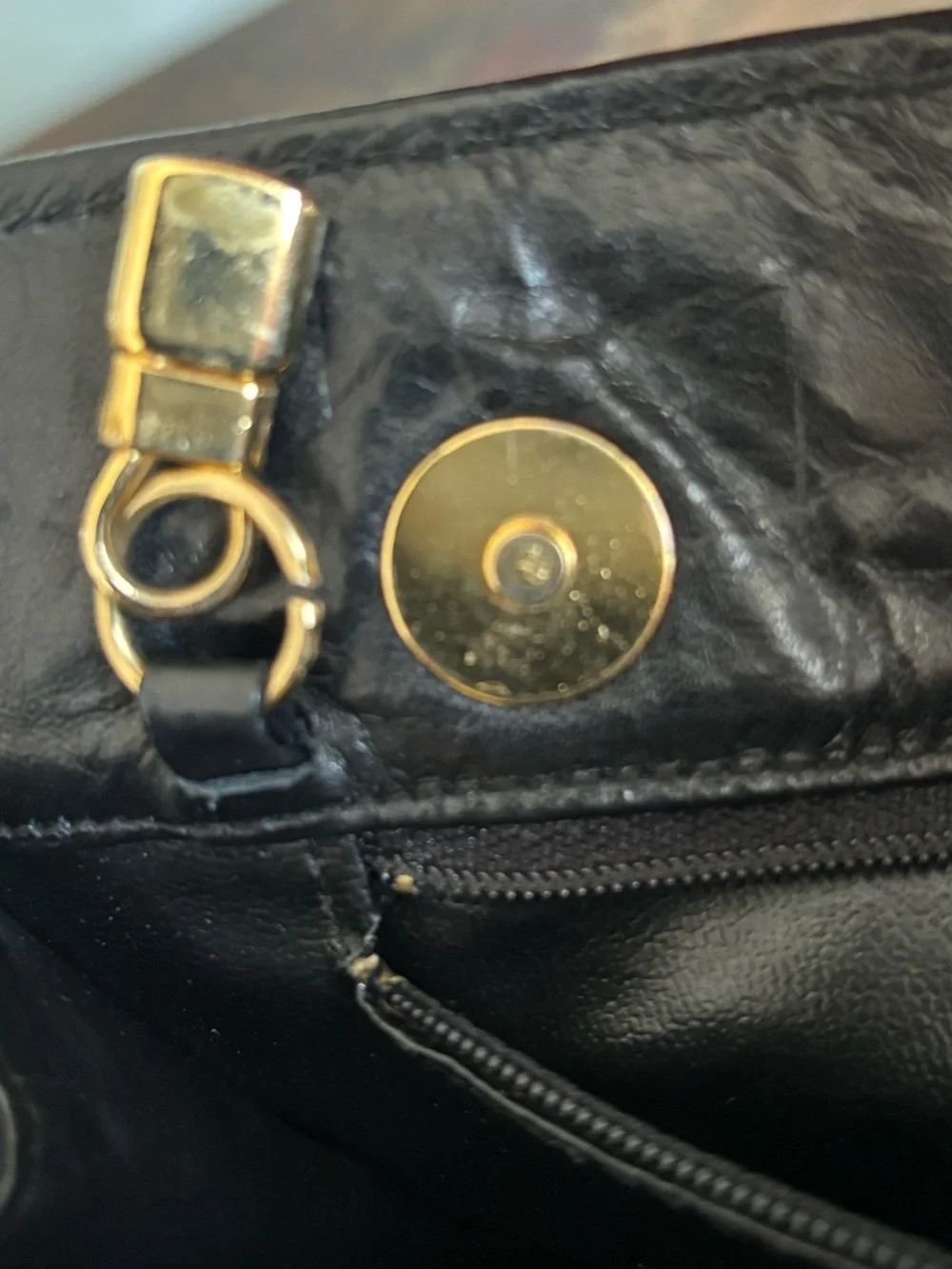 Black Leather Clutch Purse Vintage 1980s Marshall Field’s